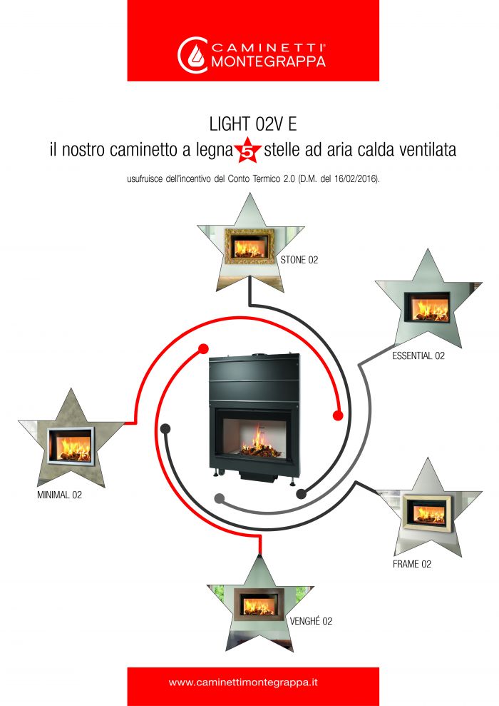 Caminetto a legna 5 stelle LIGHT 02V E